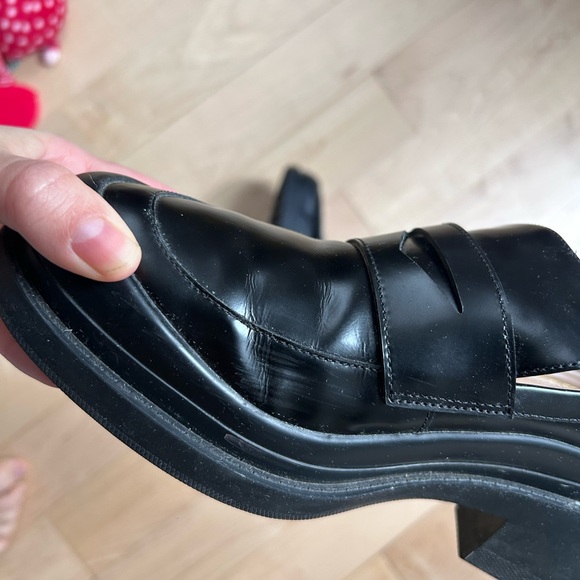 Cole Haan Black Leather Platform Penny Loafers - Picture 6 of 8